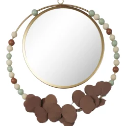 maxibazar Miroir Mural Dore Feuilles Terracota D.33Cm