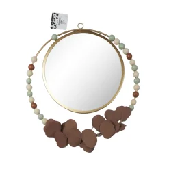 maxibazar Miroir Mural Dore Feuilles Terracota D.33Cm