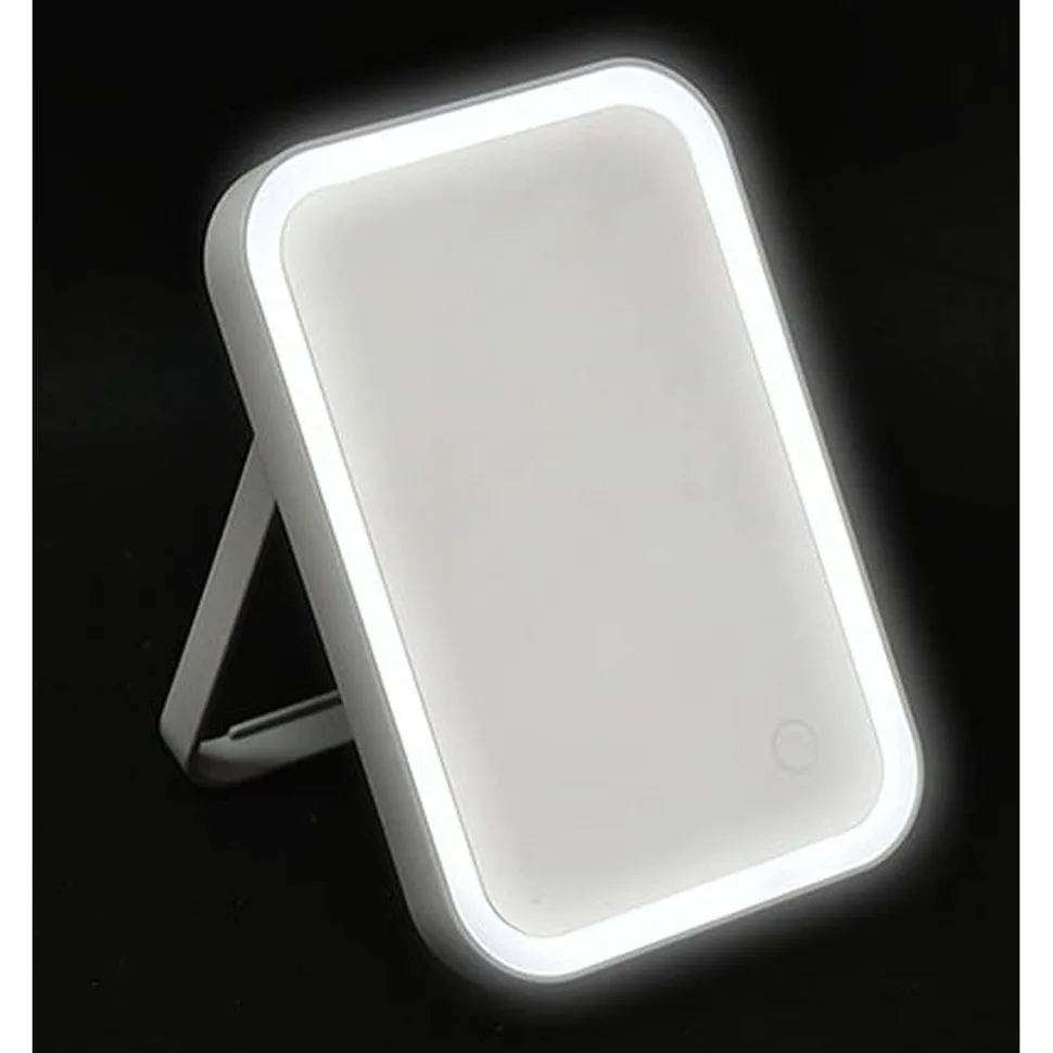 Miroir Rectangulaire A Led Sur Pied Gris