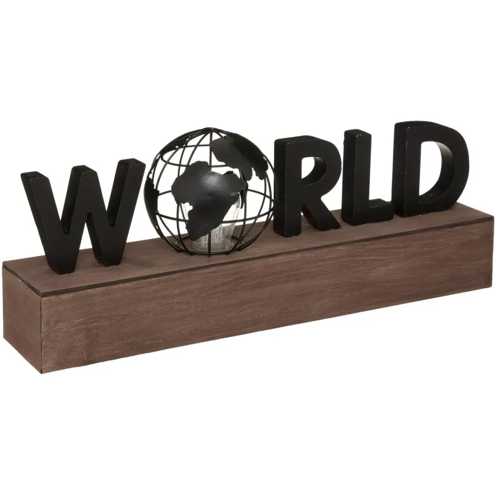 Atmosphera Mot Deco Led World Noir L.38Cm
