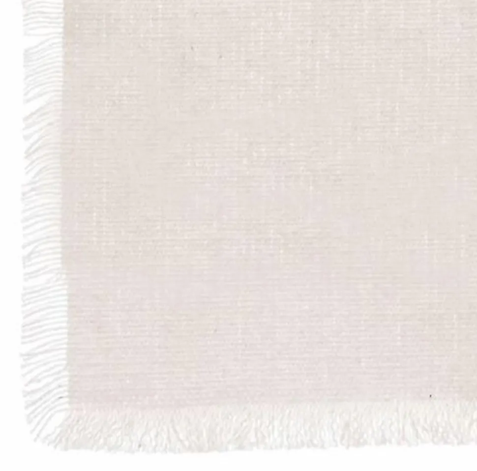 maxibazar Nappe Coton Frange Maha Blanc 150X250Cm