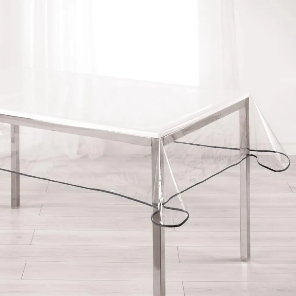 maxibazar Nappe Cristal Rectang 140X240 Cm Pvc Uni Garden Biais Anthra