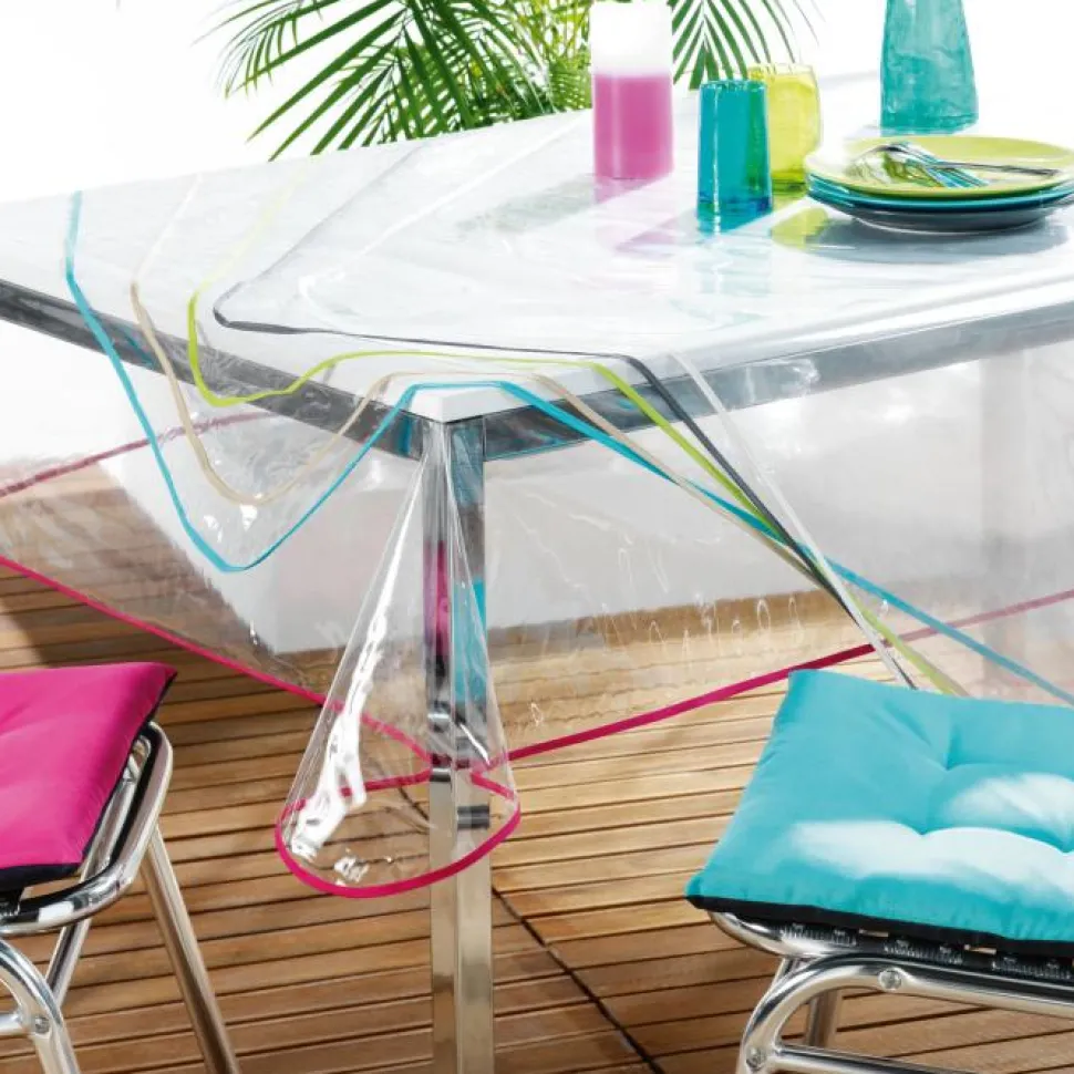 maxibazar Nappe Cristal Rectang 140X240 Cm Pvc Uni Garden Biais Anthra