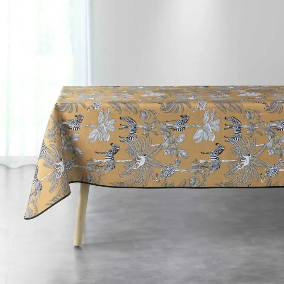 maxibazar Nappe Rectangle 150X240Cm Imprime Africana Jaune