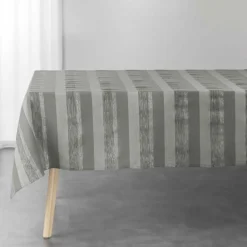 maxibazar Nappe 140X240 Cm Coton Metallise Eldora Gris Argent