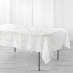 maxibazar Nappe 150X240Cm Metallise Bully Blanc Or