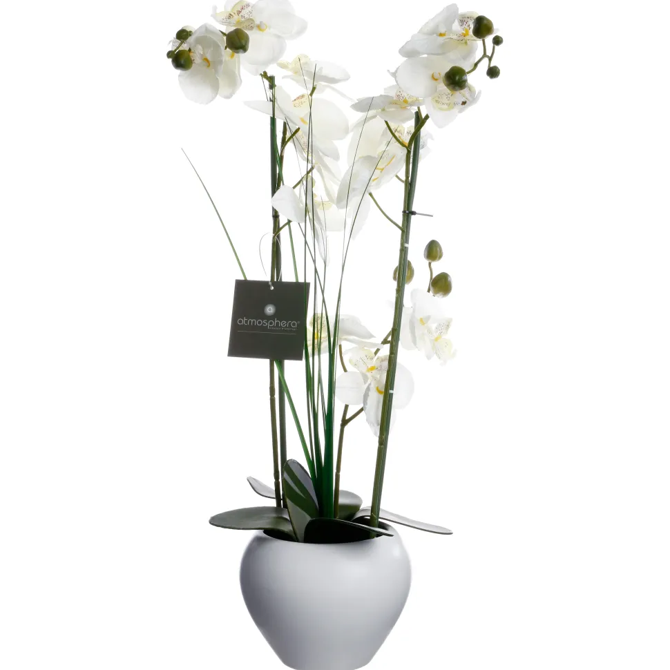 Atmosphera Orchidee Vase Ceramique Blanc H.53Cm