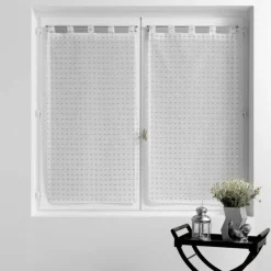 maxibazar Paire Droite Passant 2X60X160Cm Pompons Pomponella Blc Gris