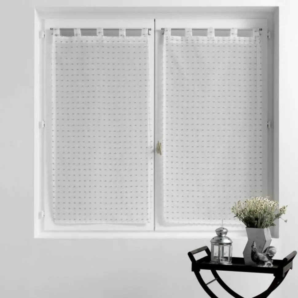 maxibazar Paire Droite Passant 2X60X160Cm Pompons Pomponella Blc Gris