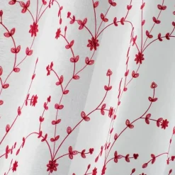 maxibazar Paire Droite Passants 2X60X120Cm Petite Fleur Blanc Rouge