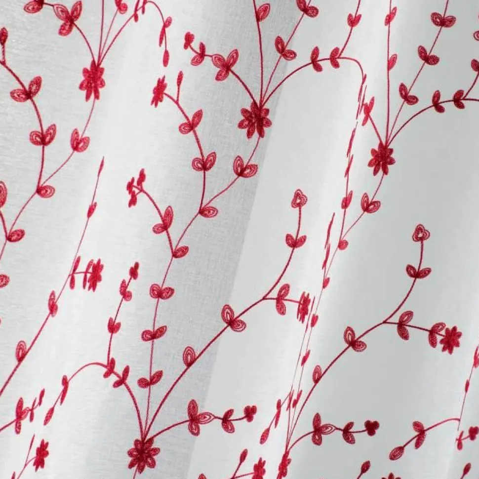 maxibazar Paire Droite Passants 2X60X120Cm Petite Fleur Blanc Rouge