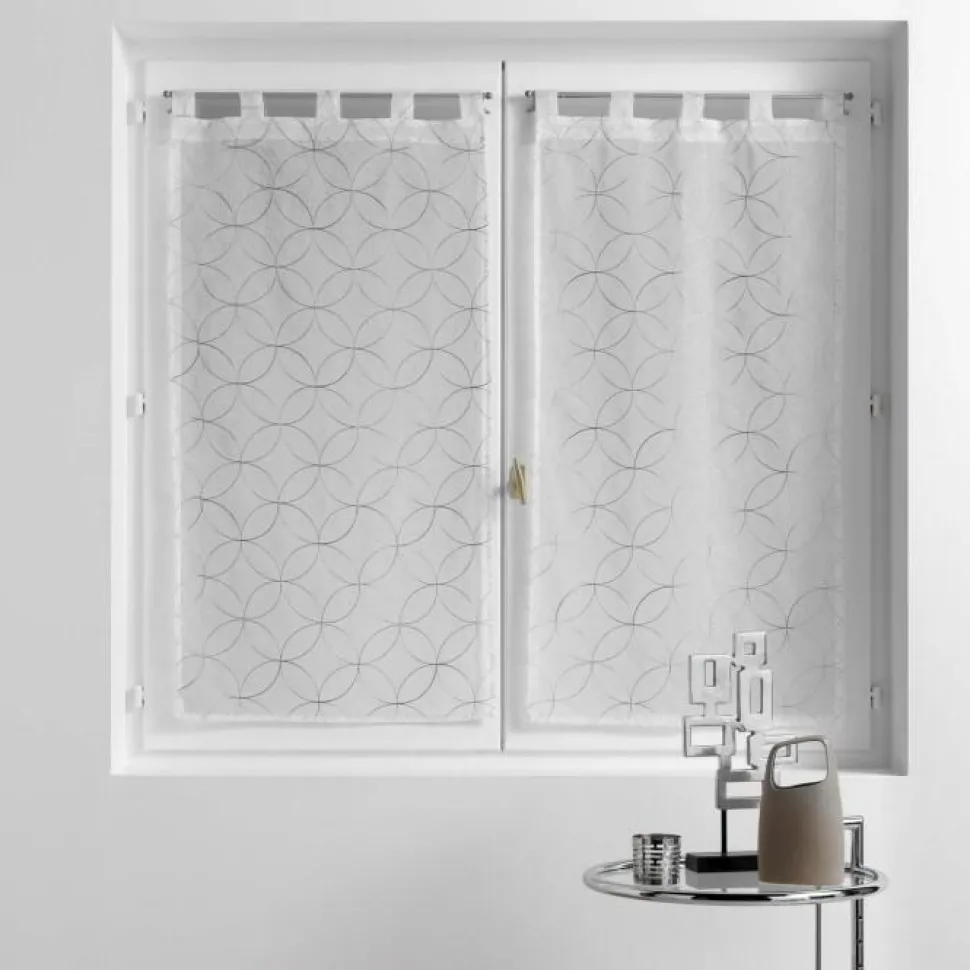 maxibazar Paire Droite Passants 2X60X160Cm Brode Olympia Gris