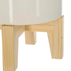 Atmosphera Palmier Ceramique Pied Bois H.72Cm