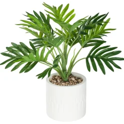 Atmosphera Palmier Pot Ciment Blanc Ethnique H.29Cm