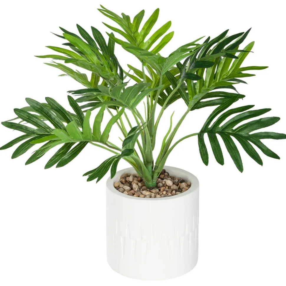 Atmosphera Palmier Pot Ciment Blanc Ethnique H.29Cm