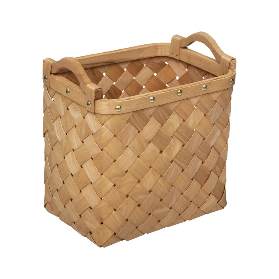 maxibazar Panier Bois Clair Rectangle D.37X27X29.5Cm