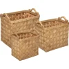 maxibazar Panier Bois Clair Rectangle D.31.2X23.5X25.5Cm
