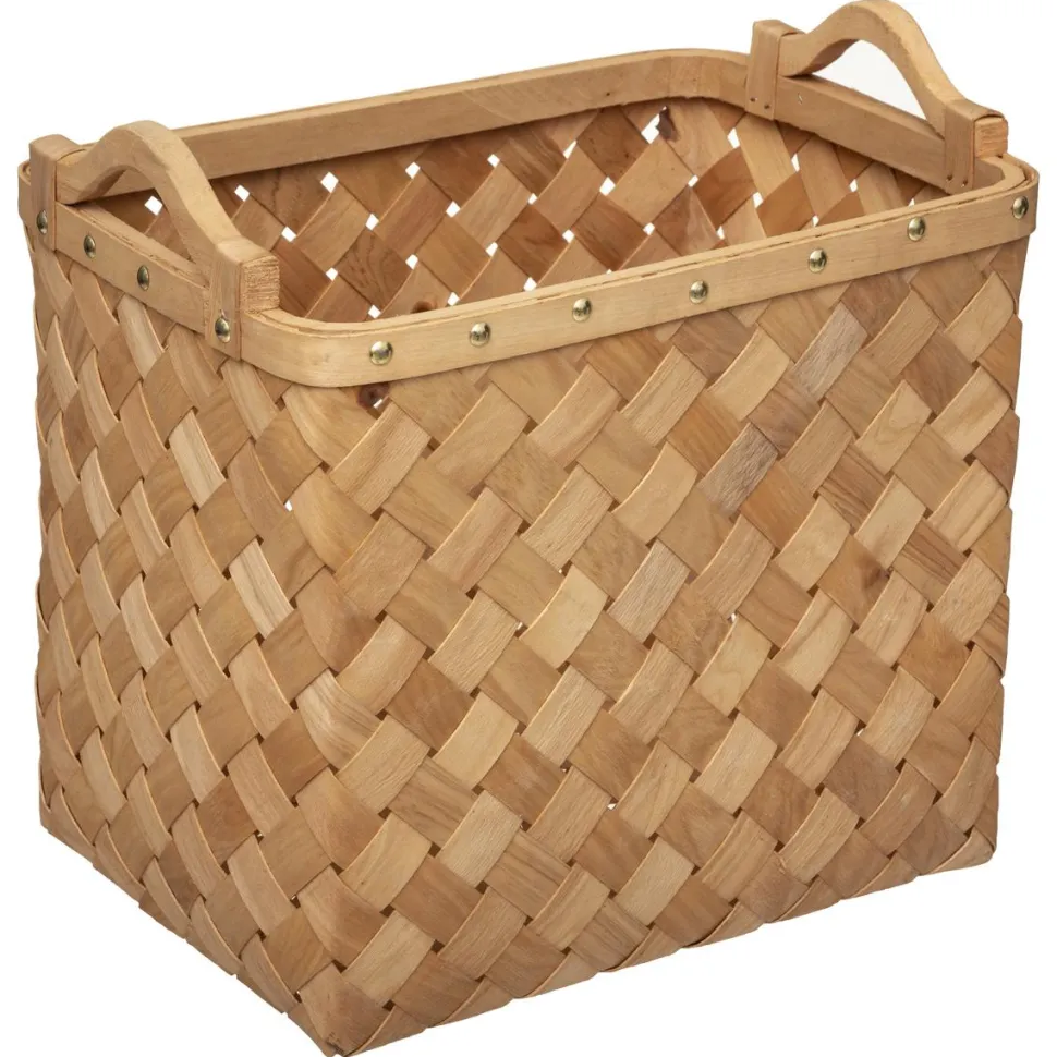 maxibazar Panier Bois Clair Rectangle D.31.2X23.5X25.5Cm