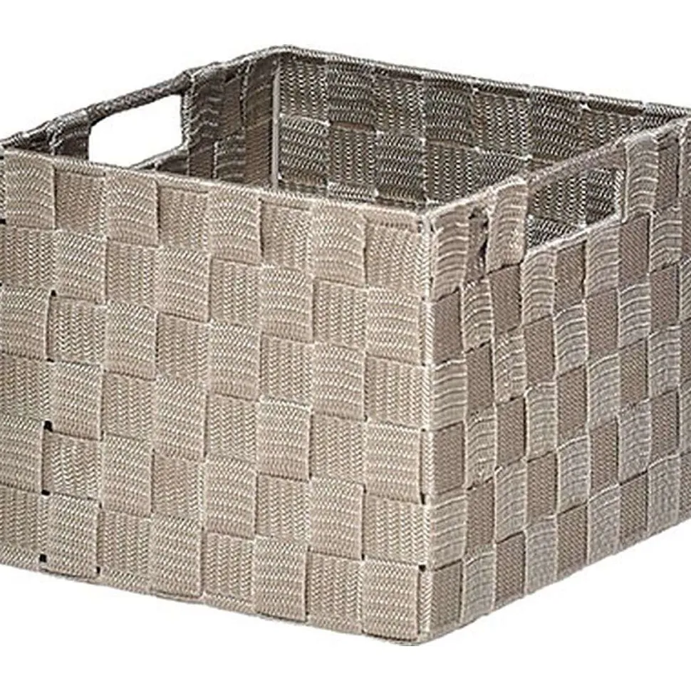 Panier Carre Polyester Taupe Taille S