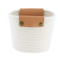 Panier Coton Avec Poignees Blanc 19X16Cm