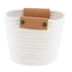 Panier Coton Avec Poignees Blanc 17X14Cm