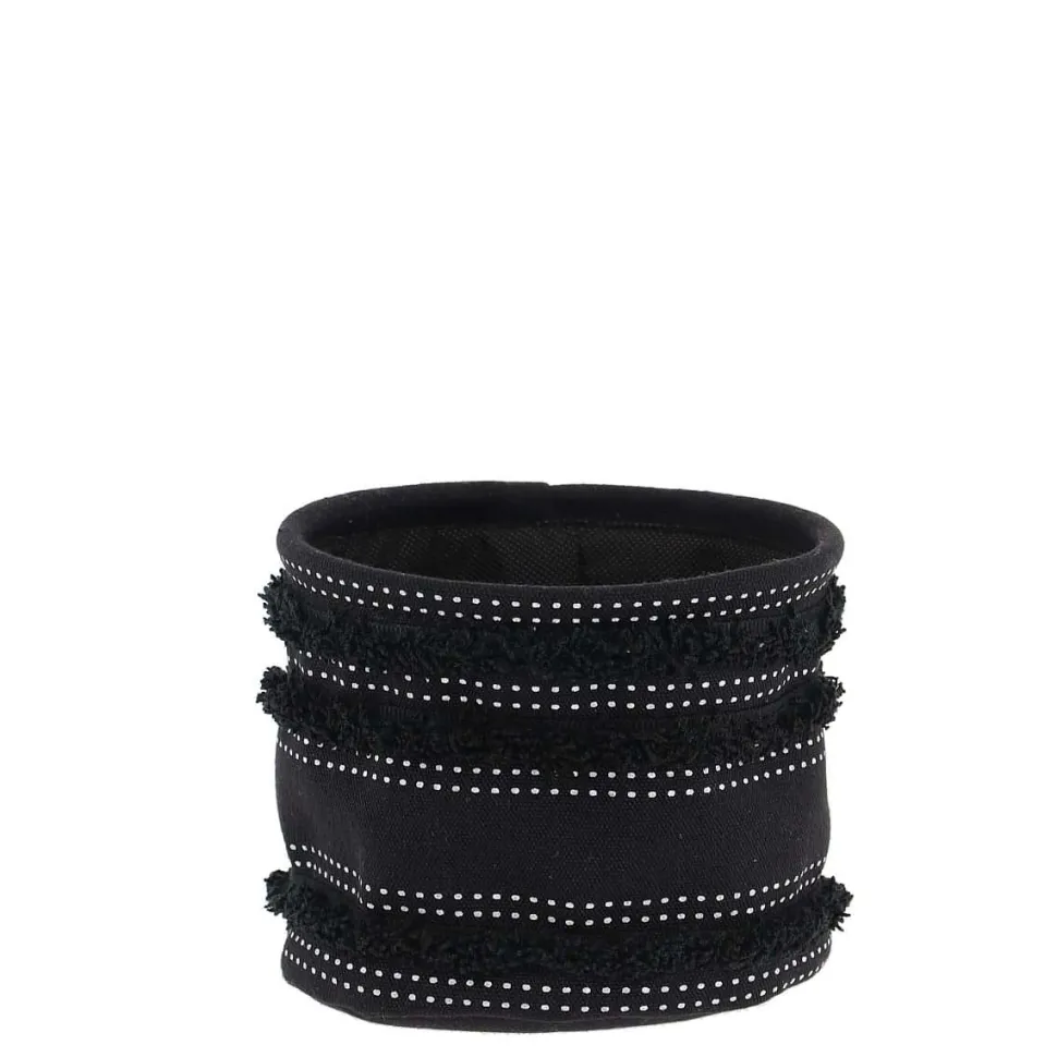 Panier Coton Imprime Deco Franges Noir 15X12Cm