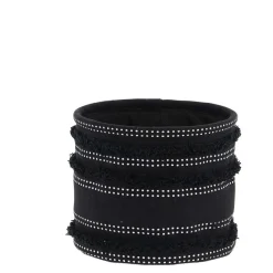 Panier Coton Imprime Deco Franges Noir 17X14Cm