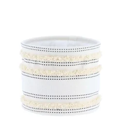 Panier Coton Imprime Deco Franges Naturel 19X16Cm
