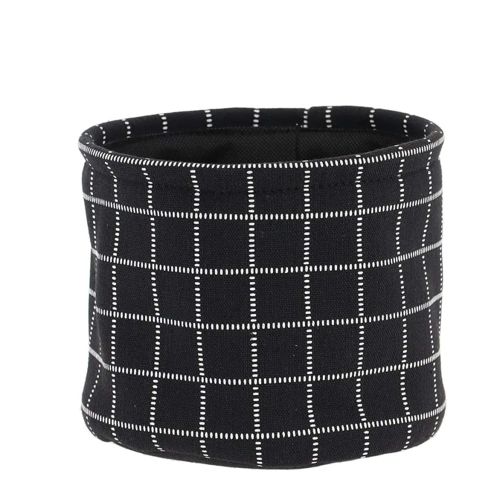 Panier Coton Imprime Motif Carre Noir 17X14Cm