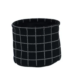 Panier Coton Imprime Motif Carre Noir 15X12Cm