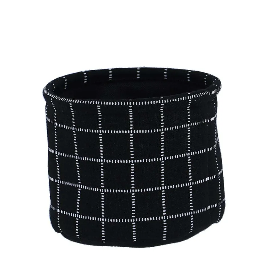 Panier Coton Imprime Motif Carre Noir 15X12Cm