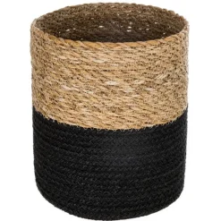 maxibazar Panier Jute Seagrass Noir D.24X24Cm