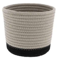 Panier Rond Coton Ficelle Noir D.17X14Cm