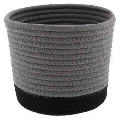 Panier Rond Coton Gris Noir D.19X16Cm