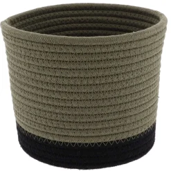Panier Rond Coton Kaki Noir D.19X16Cm