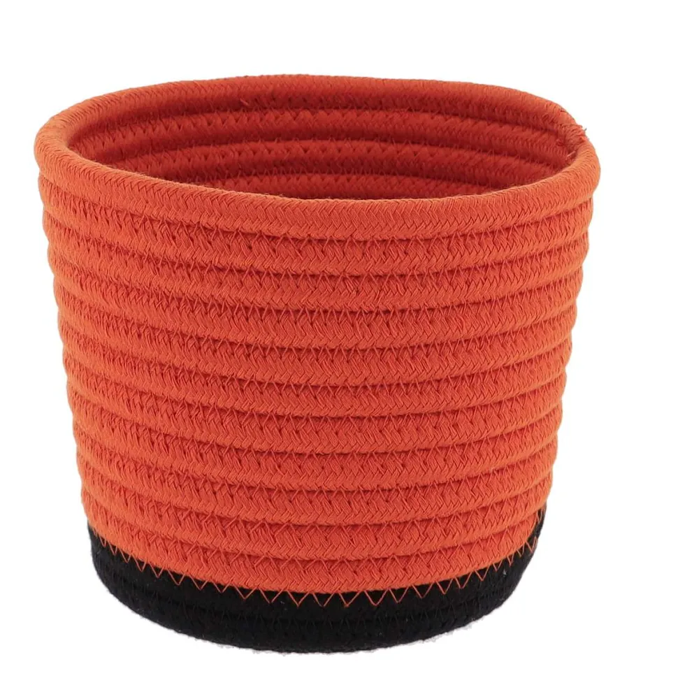 Panier Rond Coton Terre De Sienne Noir D.15X12Cm