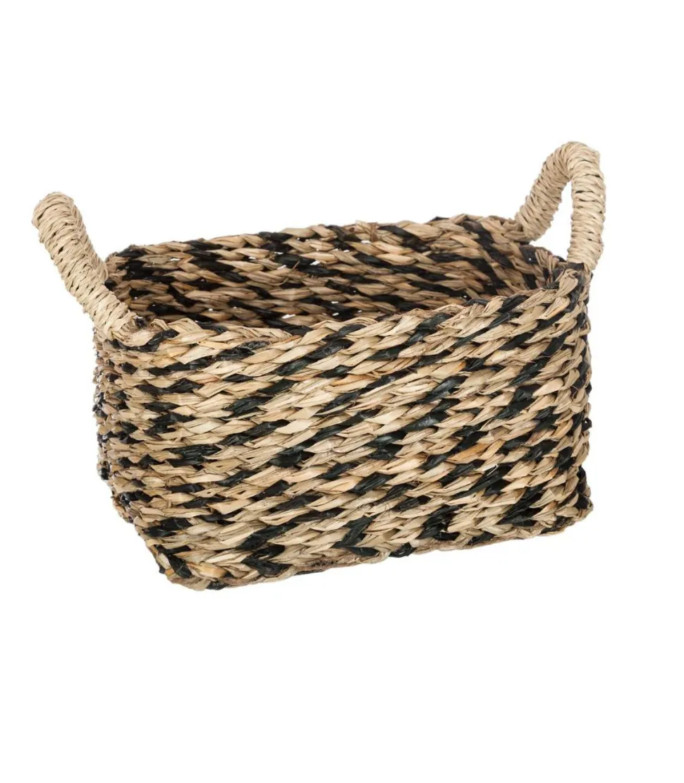 maxibazar Panier Seagrass Ethnique Rectangle D.24X17.5X12.5Cm