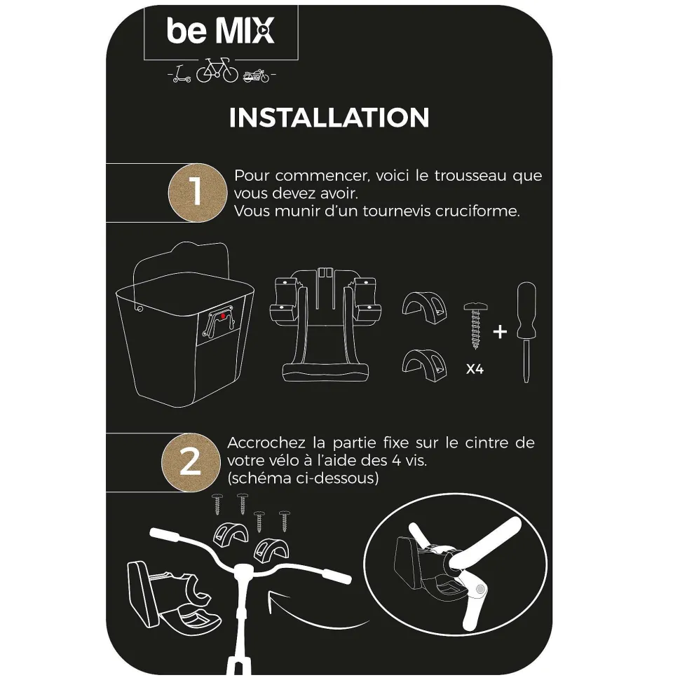 Panier Vélo Metal Noir Clip Automatique 10L