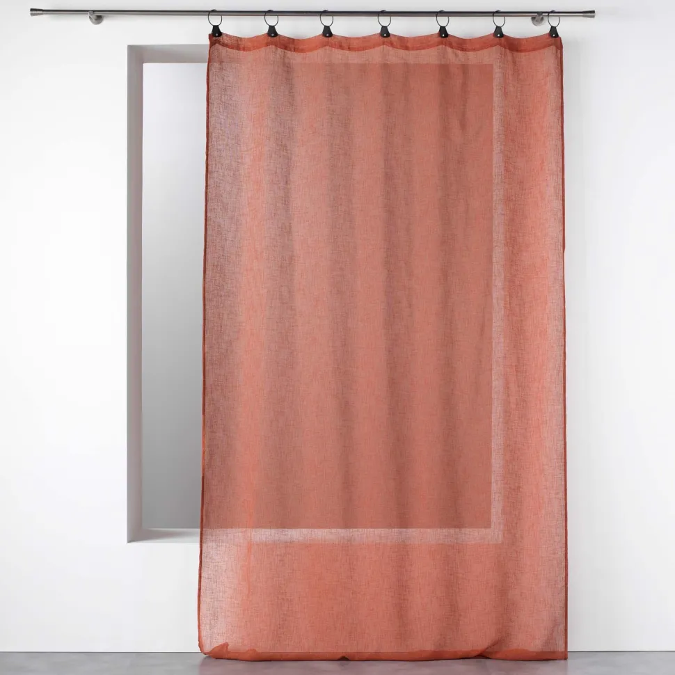 maxibazar Panneau A Anneaux 140X280Cm Voile Tisse Linka Terracotta
