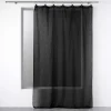 maxibazar Panneau A Anneaux 140X280Cm Voile Tisse Linka Noir