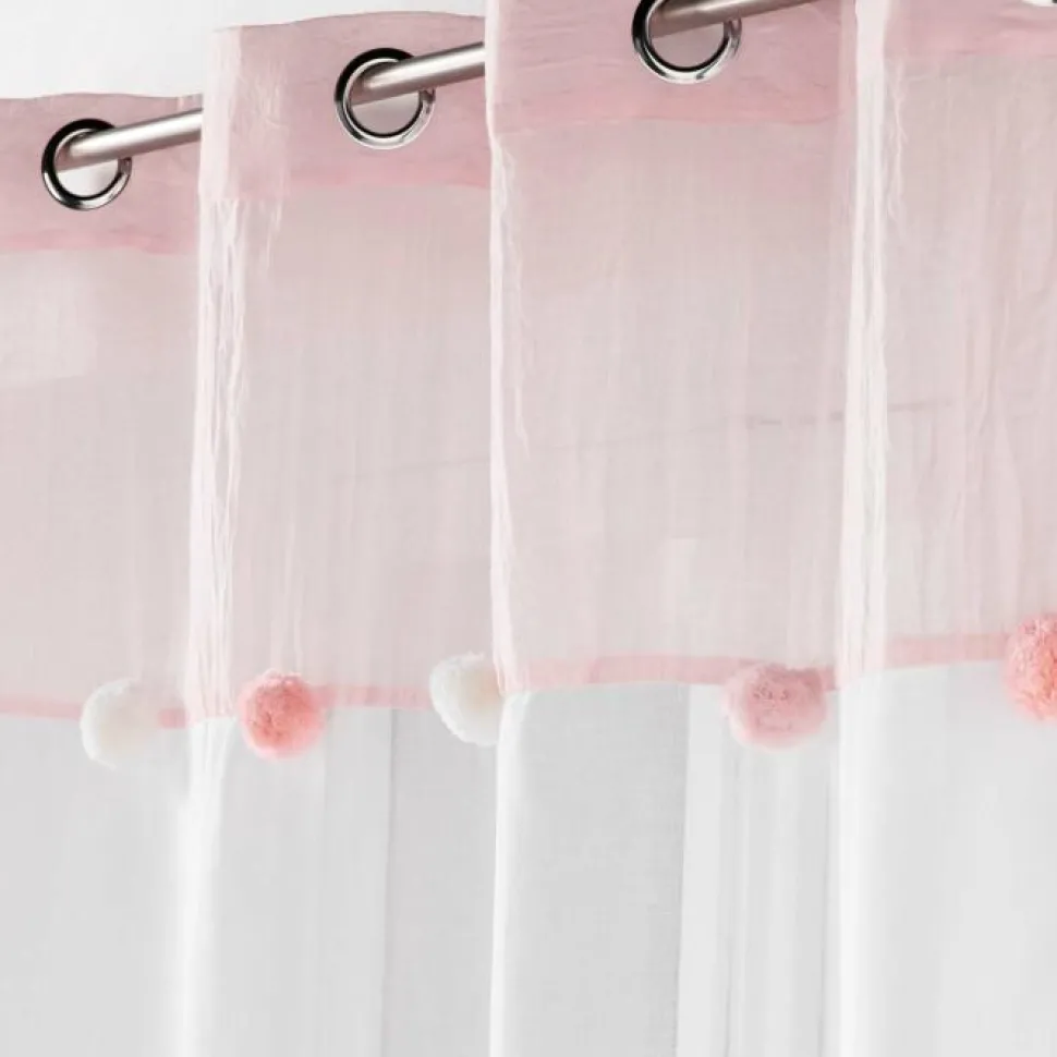 maxibazar Panneau A Oeillets 140 X 240 Cm Sable Pompons Elfika