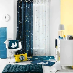 maxibazar Panneau A Oeillets 140X240Cm Imprime Petit Astronaute Blanc