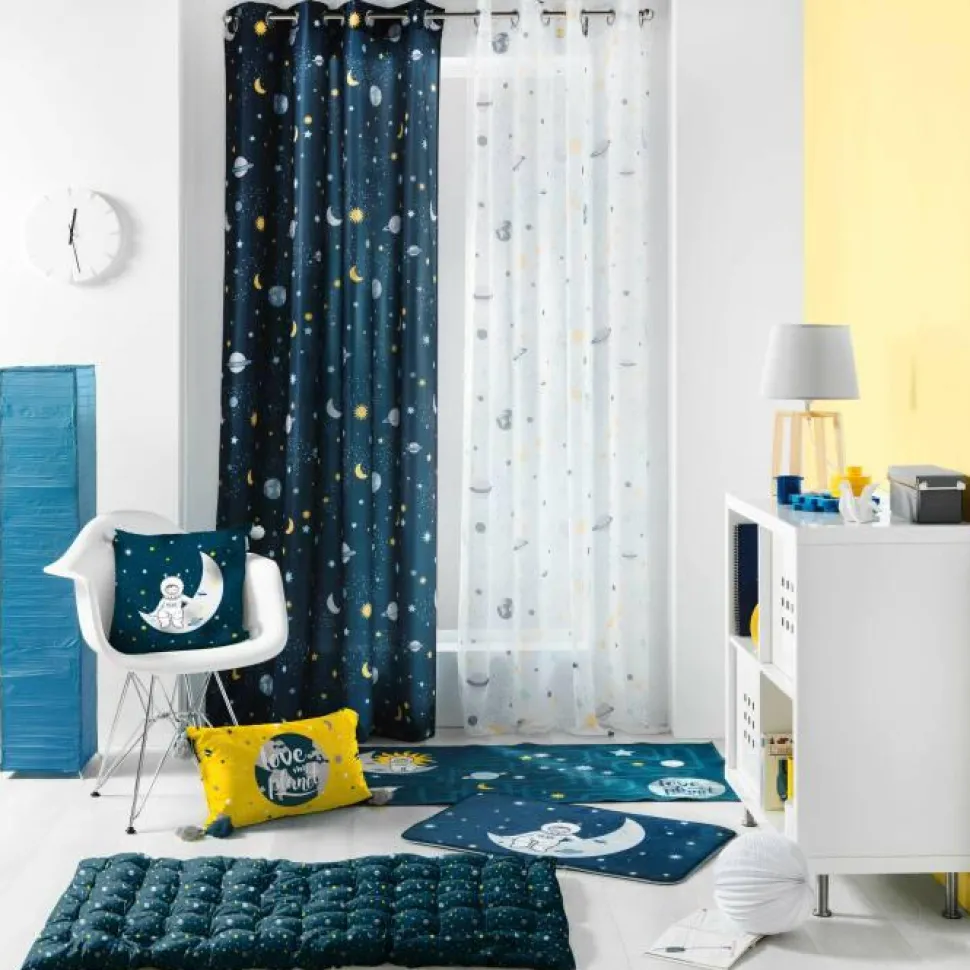 maxibazar Panneau A Oeillets 140X240Cm Imprime Petit Astronaute Blanc