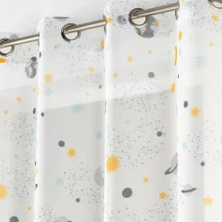 maxibazar Panneau A Oeillets 140X240Cm Imprime Petit Astronaute Blanc