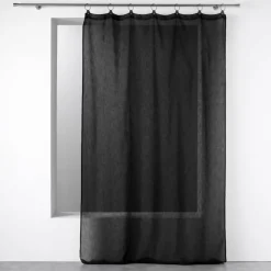maxibazar Panneau Anneaux 140X240Cm Voile Tisse Linka Noir