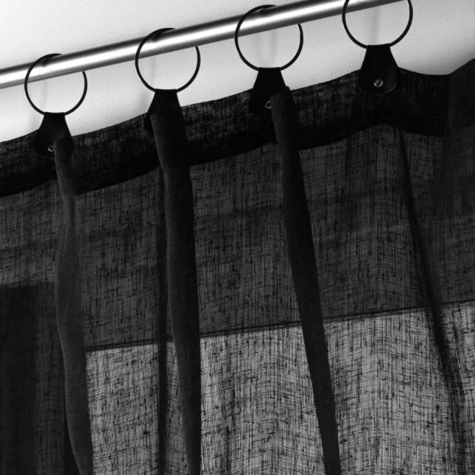 maxibazar Panneau Anneaux 140X240Cm Voile Tisse Linka Noir