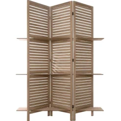 Paravent 3 Étagères Bois