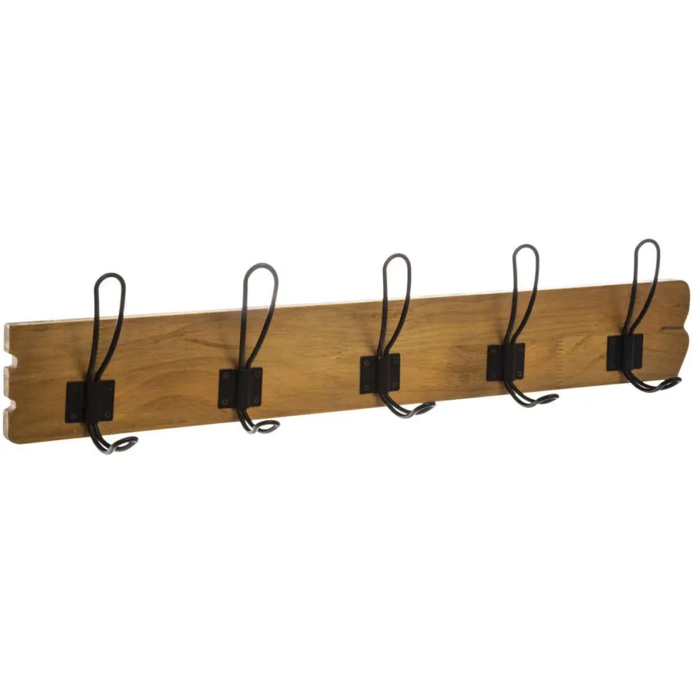 Atmosphera Patere 5 Crochet Bois Metal Loft