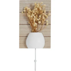 maxibazar Patere Metal Blanc Fleurs Sechees