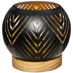 maxibazar Photophore Boule Led Base Bois